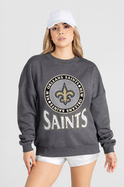 NEW ORLEANS SAINTS SATURDAY SEAL PREMIUM FLEECE DROP SHOULDER CREWNECK PULLOVER