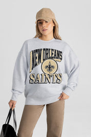 NEW ORLEANS SAINTS GAME ON PREMIUM FLEECE DROP SHOULDER CREWNECK PULLOVER