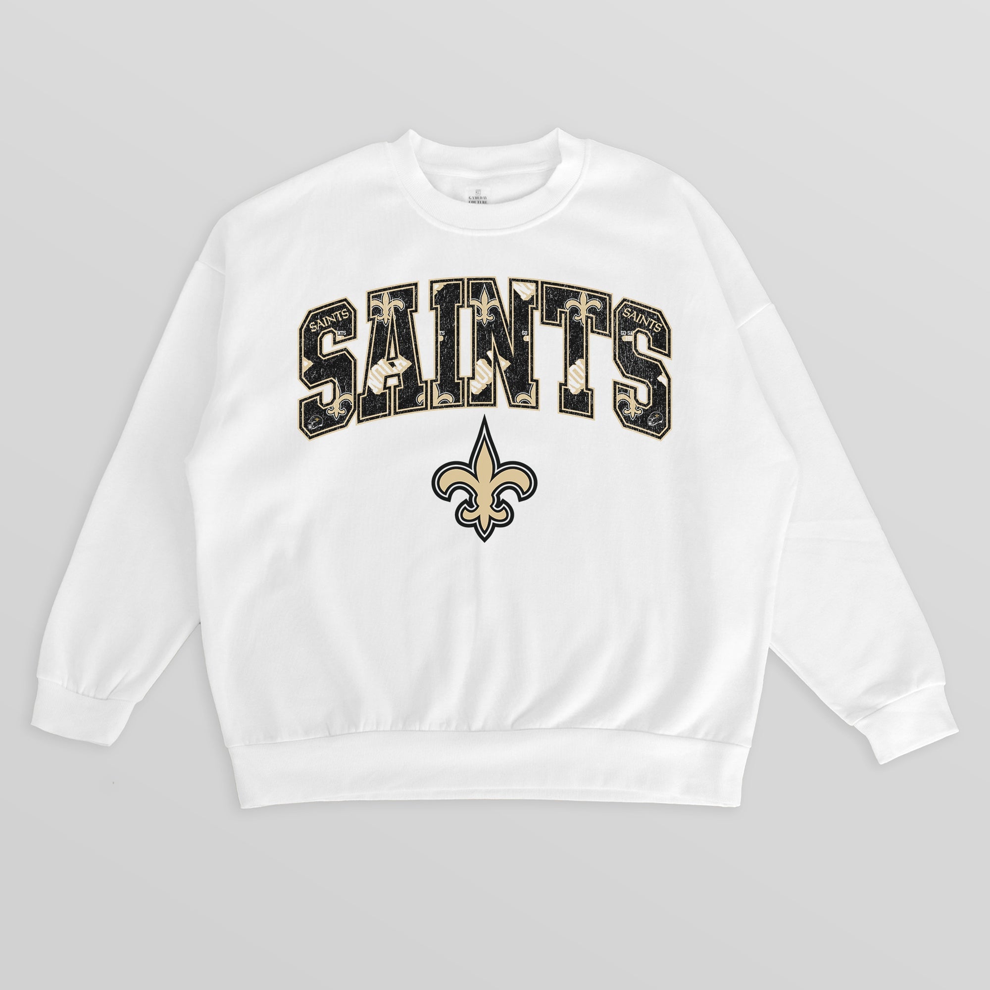 NEW ORLEANS SAINTS SWEET PLAY PREMIUM FLEECE DROP SHOULDER CREWNECK PULLOVER
