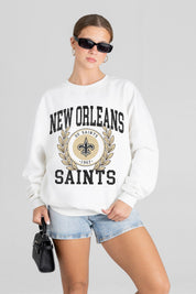 NEW ORLEANS SAINTS GOLD STANDARD PREMIUM FLEECE DROP SHOULDER CREWNECK PULLOVER