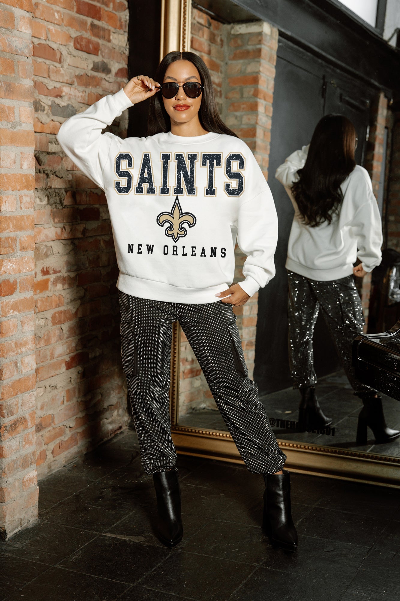 NEW ORLEANS SAINTS Sunday Drives Fleece Crewneck Pullover