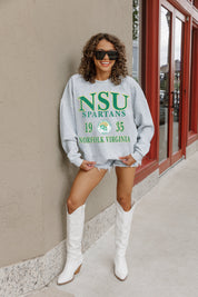 NORFOLK STATE SPARTANS ALLEGIANCE PREMIUM FLEECE DROP SHOULDER CREWNECK PULLOVER