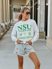 NORFOLK STATE SPARTANS ALLEGIANCE PREMIUM FLEECE DROP SHOULDER CREWNECK PULLOVER