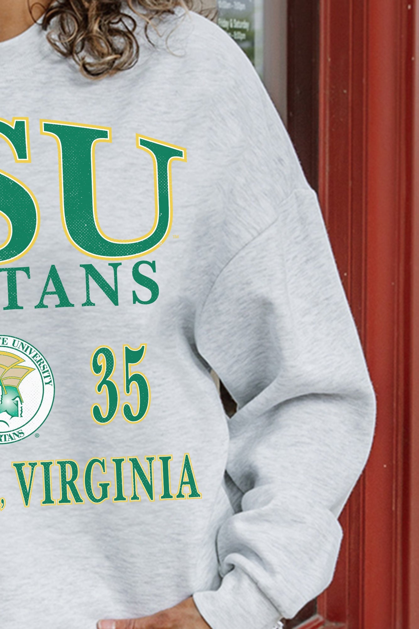 NORFOLK STATE SPARTANS ALLEGIANCE PREMIUM FLEECE DROP SHOULDER CREWNECK PULLOVER