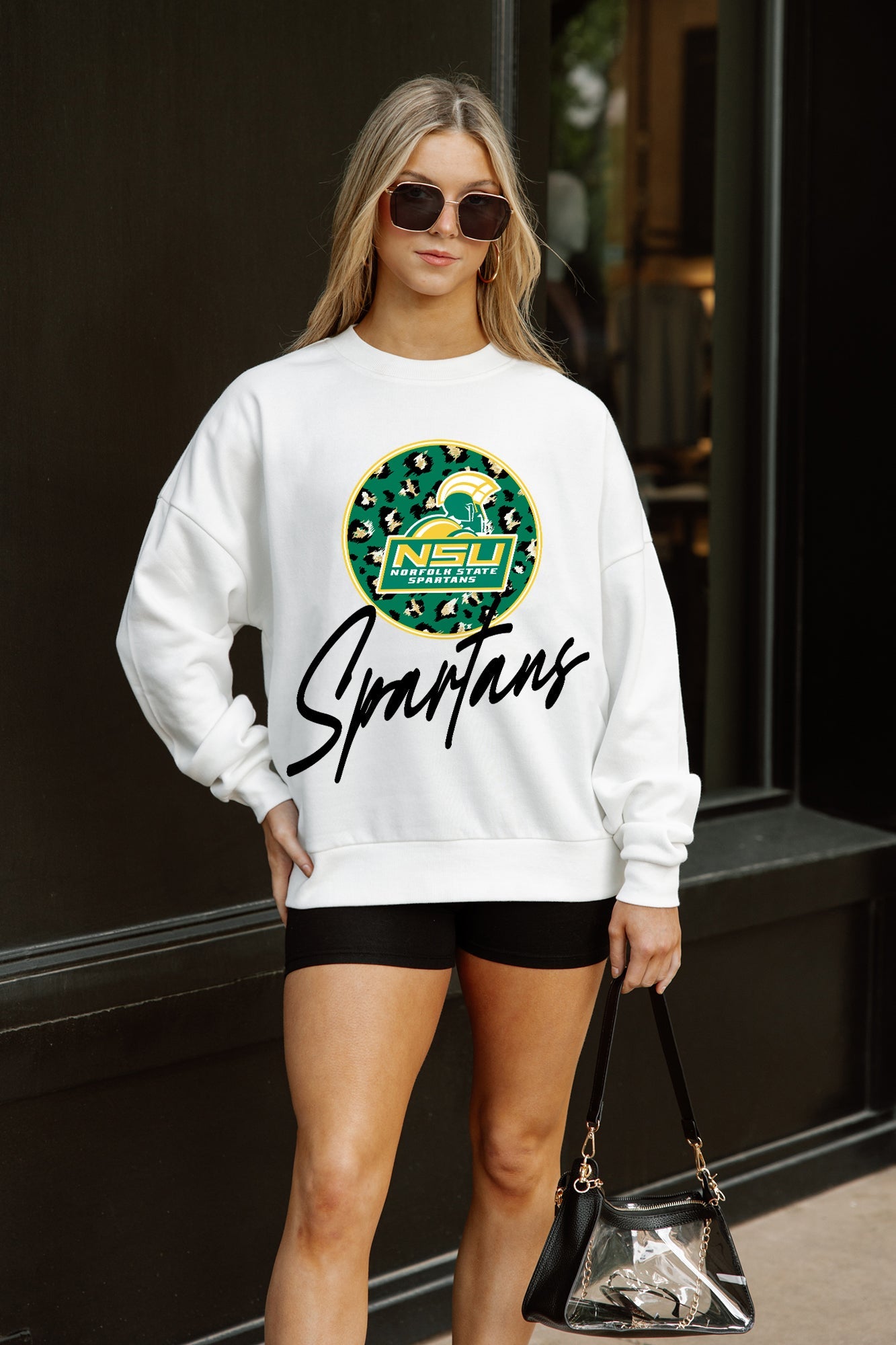NORFOLK STATE SPARTANS WILD BREAKTHROUGH PREMIUM FLEECE CREWNECK PULLOVER