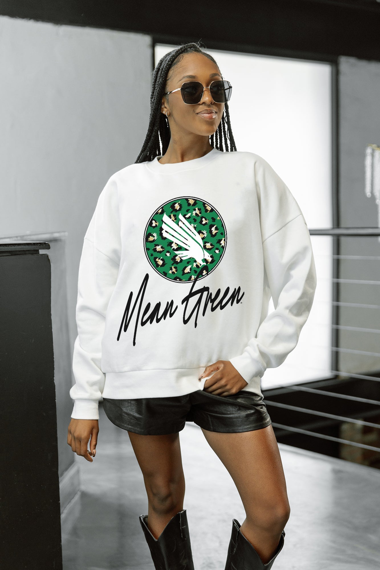 NORTH TEXAS MEAN GREEN WILD BREAKTHROUGH PREMIUM FLEECE CREWNECK PULLOVER