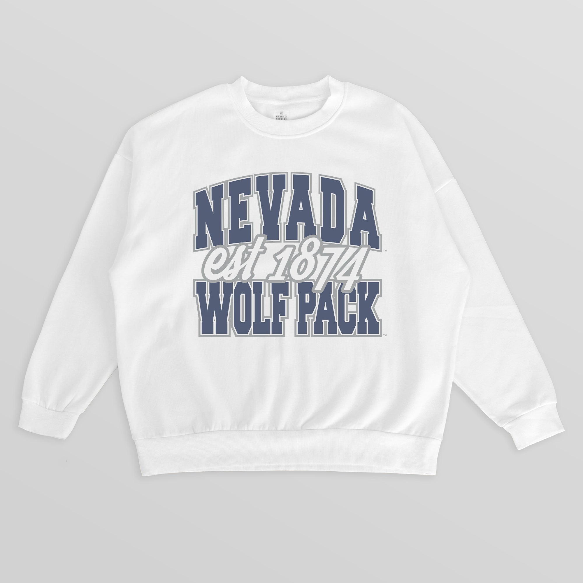 NEVADA WOLF PACK FADED FORMATION PREMIUM FLEECE DROP SHOULDER CREWNECK PULLOVER