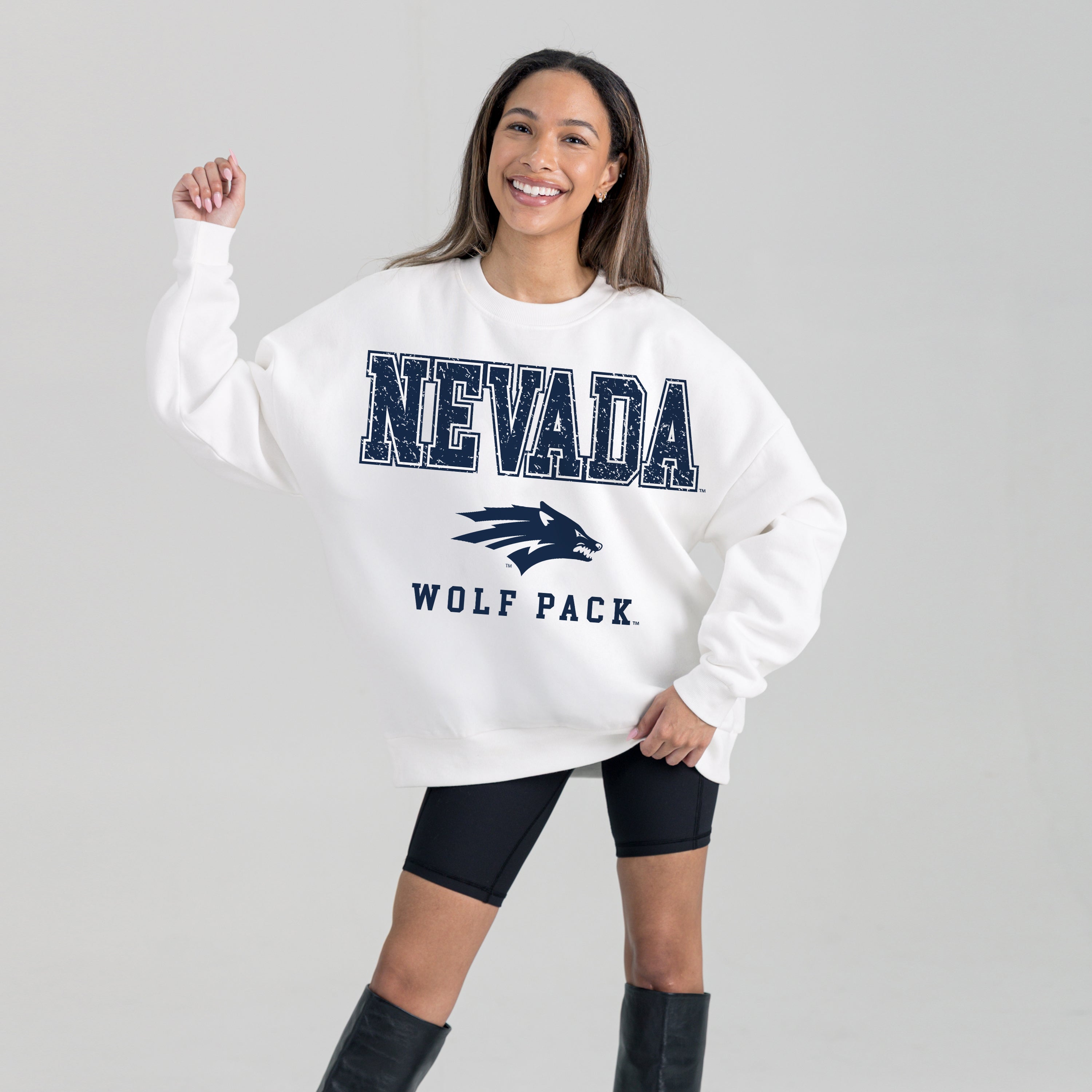 NEVADA WOLF PACK FREESTYLE PREMIUM FLEECE CREWNECK PULLOVER