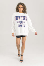 NEW YORK GIANTS TIMELESS TRIUMPH PREMIUM FLEECE DROP SHOULDER CREWNECK PULLOVER