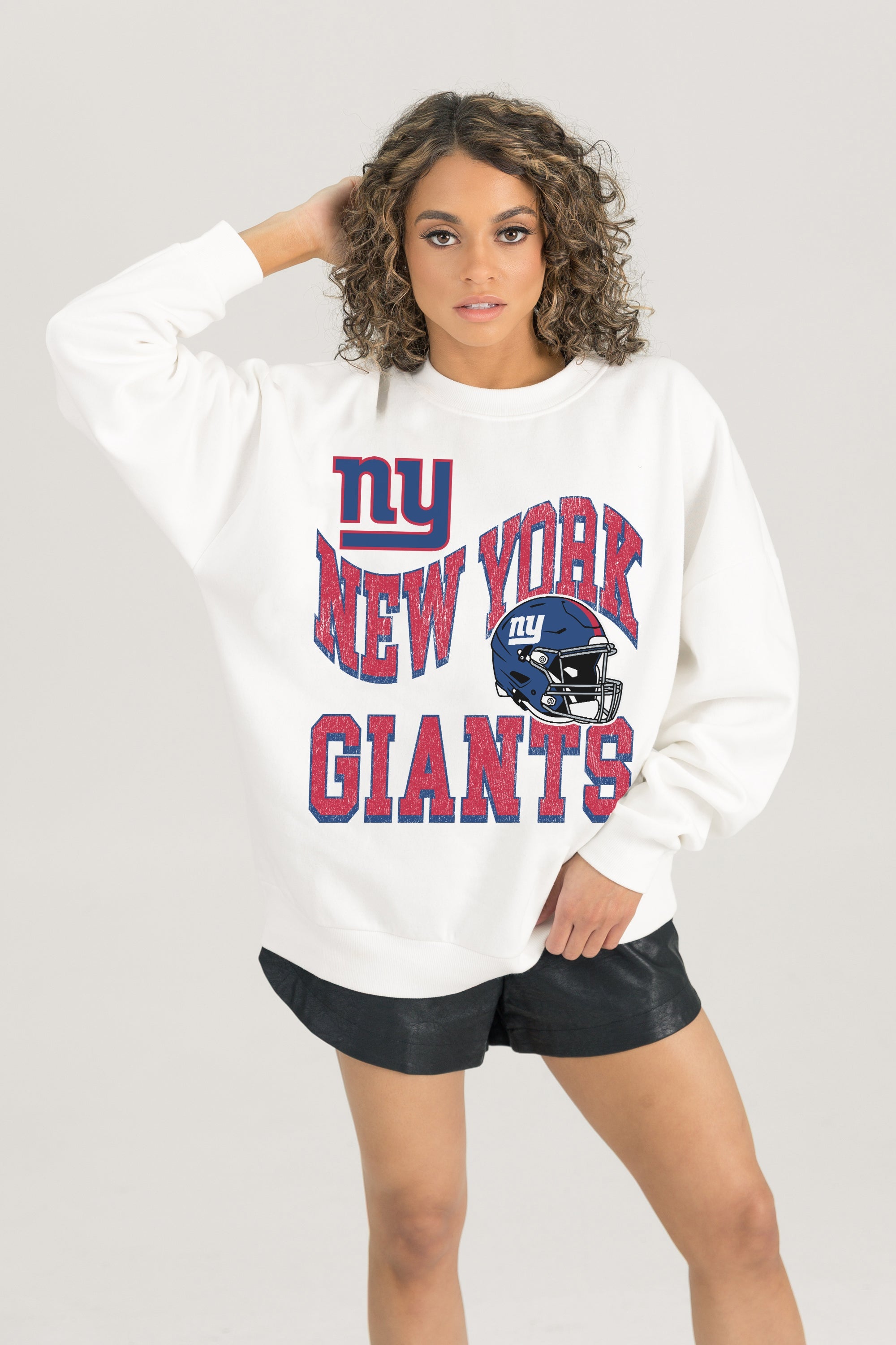 NEW YORK GIANTS HARD EARNED PREMIUM FLEECE CREWNECK PULLOVER