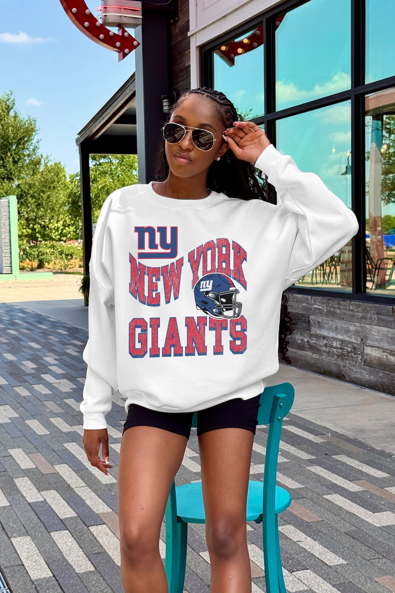NEW YORK GIANTS HARD EARNED PREMIUM FLEECE CREWNECK PULLOVER