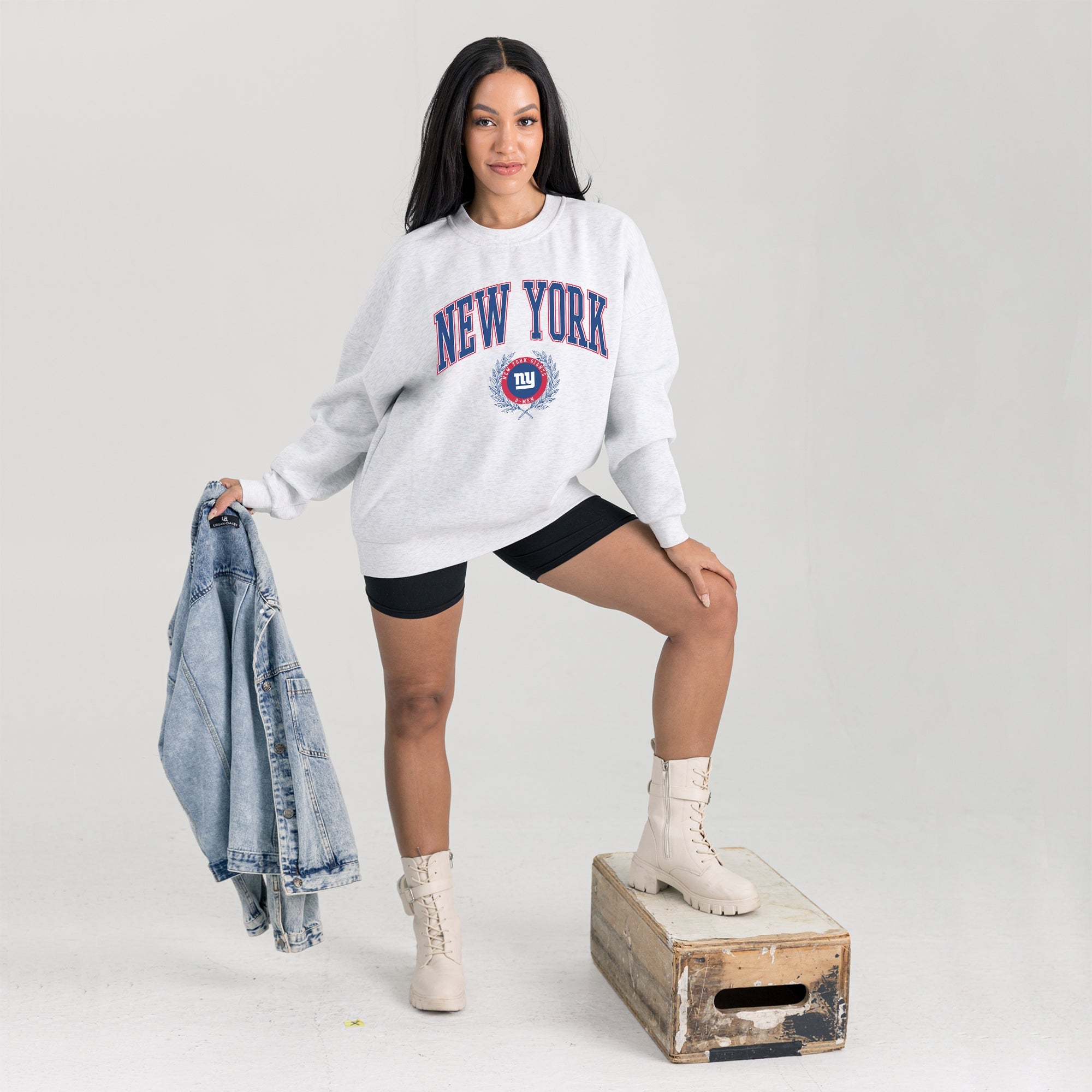 NEW YORK GIANTS TRADITION REFINED PREMIUM FLEECE CREWNECK PULLOVER