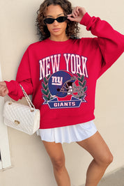 NEW YORK GIANTS CLASSIC ARCHIVES PREMIUM FLEECE DROP SHOULDER CREWNECK PULLOVER