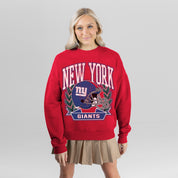 NEW YORK GIANTS CLASSIC ARCHIVES PREMIUM FLEECE DROP SHOULDER CREWNECK PULLOVER
