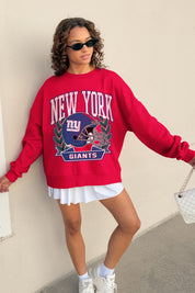 NEW YORK GIANTS CLASSIC ARCHIVES PREMIUM FLEECE DROP SHOULDER CREWNECK PULLOVER