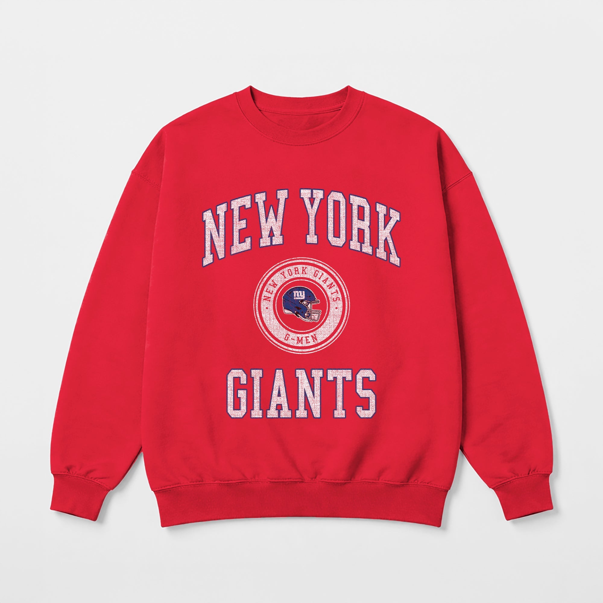 NEW YORK GIANTS PRIME PLAY PREMIUM FLEECE DROP SHOULDER CREWNECK PULLOVER