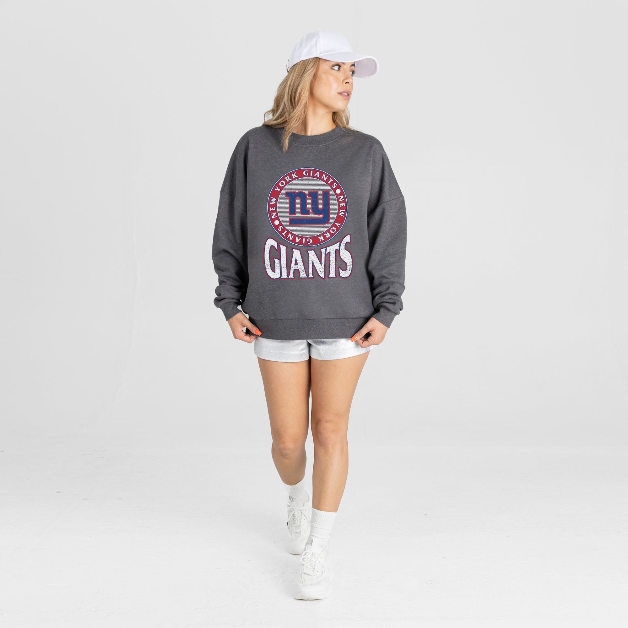 NEW YORK GIANTS SATURDAY SEAL PREMIUM FLEECE DROP SHOULDER CREWNECK PULLOVER