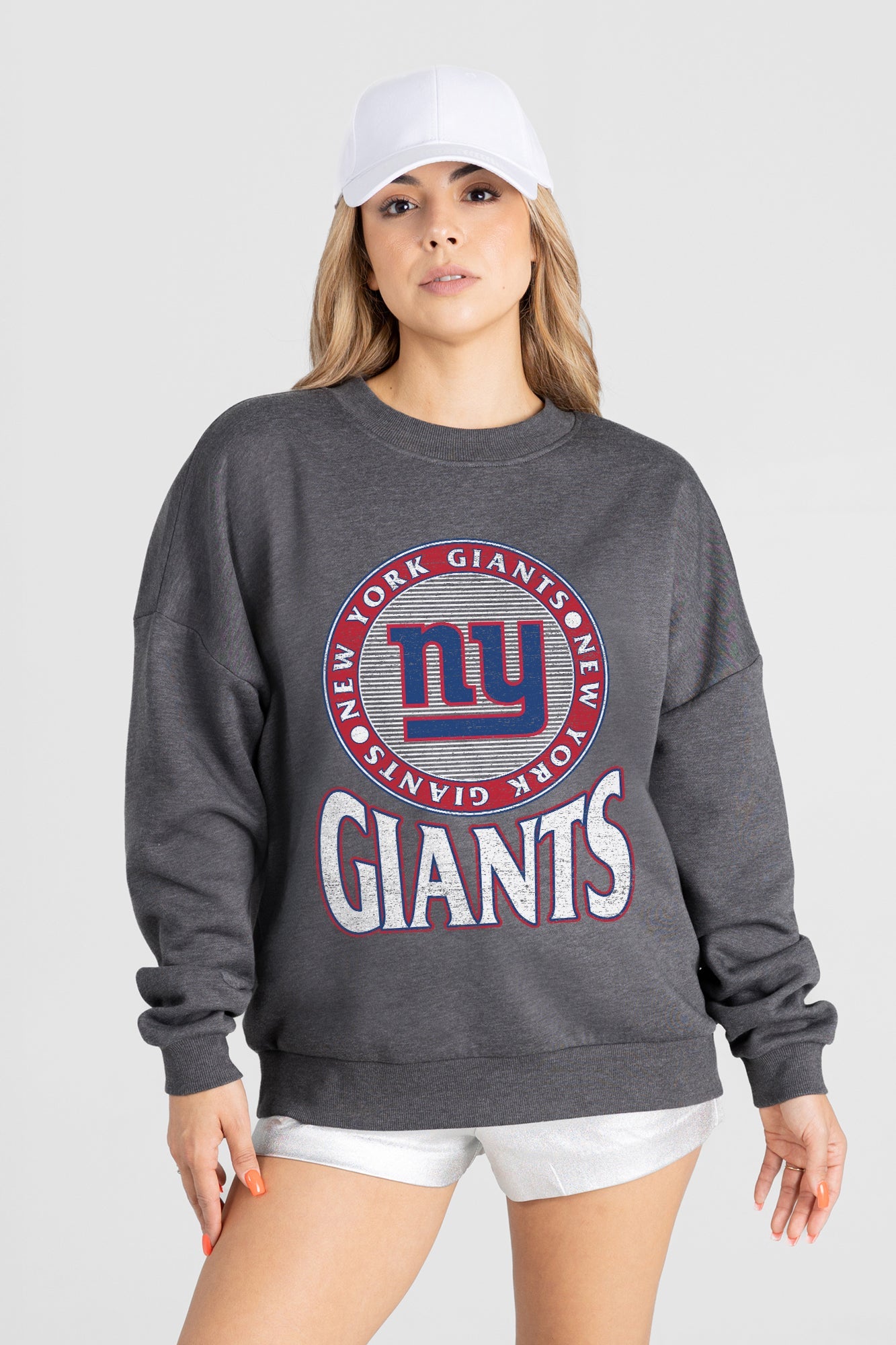 NEW YORK GIANTS SATURDAY SEAL PREMIUM FLEECE DROP SHOULDER CREWNECK PULLOVER