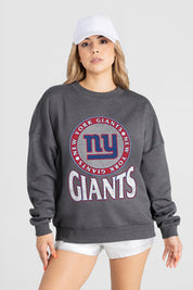 NEW YORK GIANTS SATURDAY SEAL PREMIUM FLEECE DROP SHOULDER CREWNECK PULLOVER