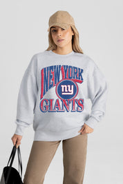 NEW YORK GIANTS GAME ON PREMIUM FLEECE DROP SHOULDER CREWNECK PULLOVER