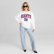 NEW YORK GIANTS SWEET PLAY PREMIUM FLEECE DROP SHOULDER CREWNECK PULLOVER