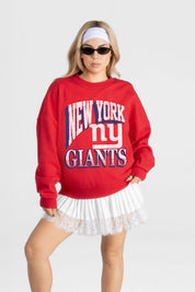 NEW YORK GIANTS MAIN CHARACTER PREMIUM FLEECE DROP SHOULDER CREWNECK PULLOVER