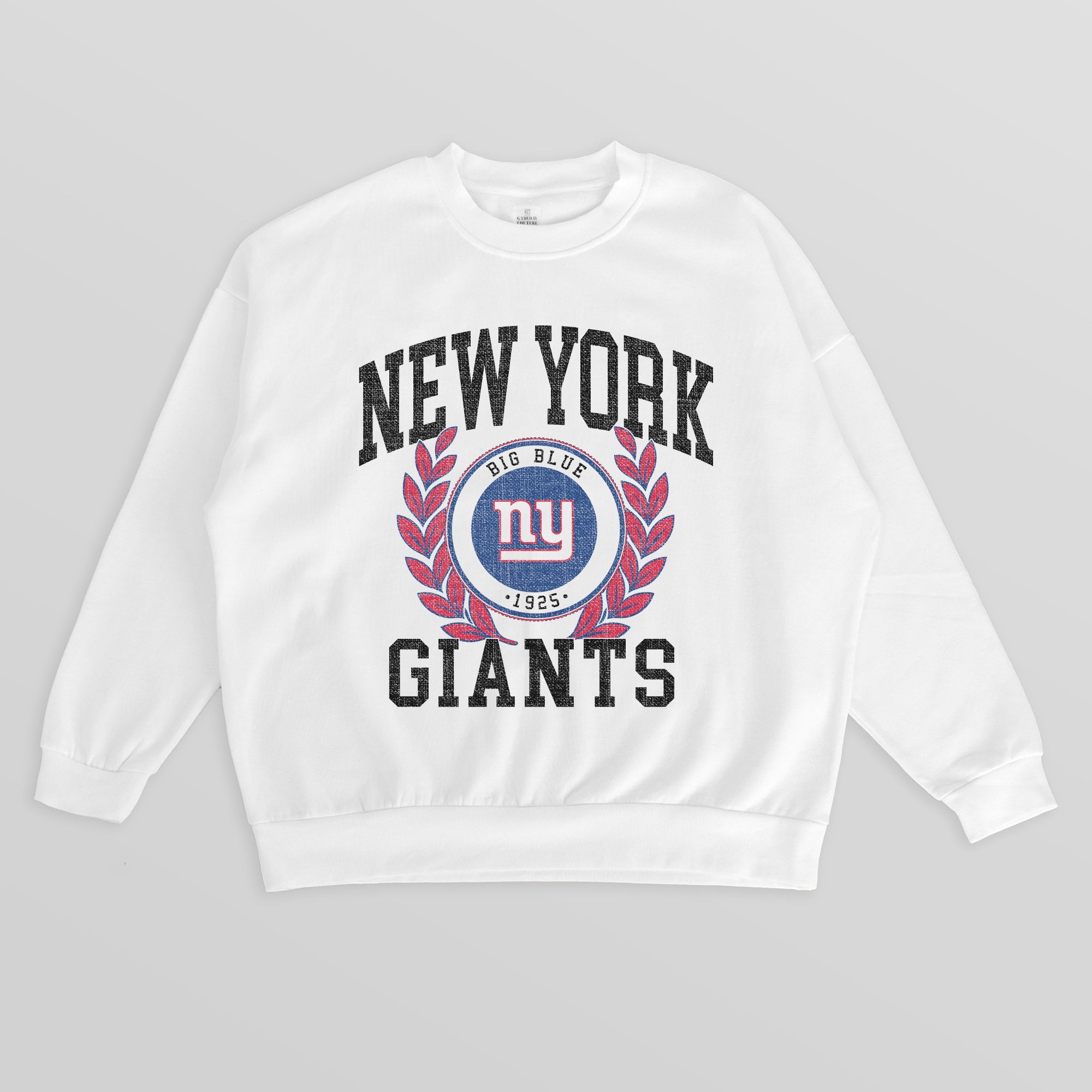 NEW YORK GIANTS GOLD STANDARD PREMIUM FLEECE DROP SHOULDER CREWNECK PULLOVER