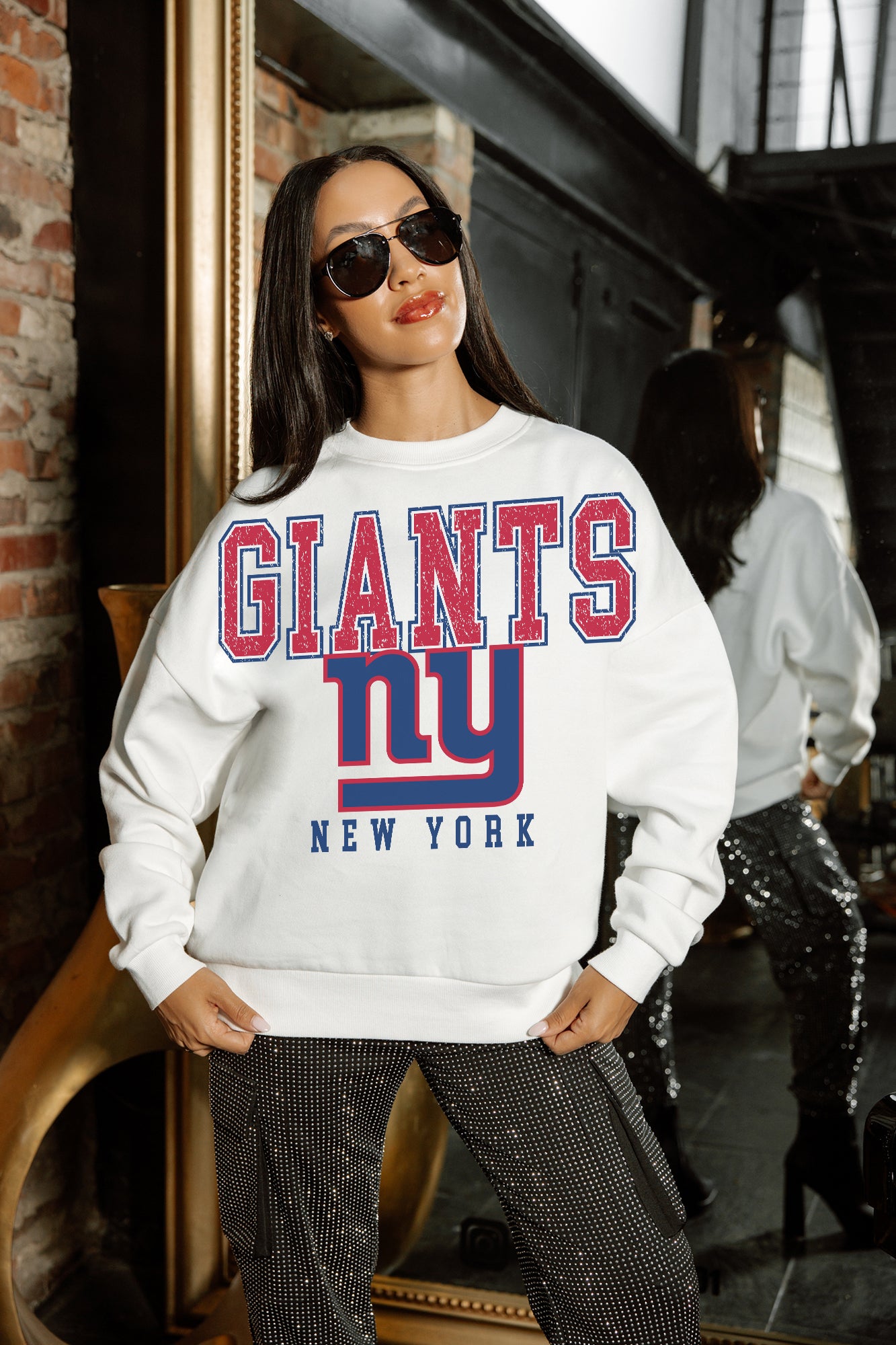 NEW YORK GIANTS Sunday Drives Fleece Crewneck Pullover