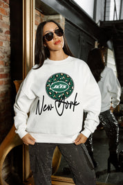 NEW YORK JETS WILD BREAKTHROUGH PREMIUM FLEECE CREWNECK PULLOVER