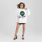 NEW YORK JETS WILD BREAKTHROUGH PREMIUM FLEECE CREWNECK PULLOVER