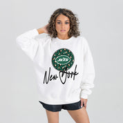 NEW YORK JETS WILD BREAKTHROUGH PREMIUM FLEECE CREWNECK PULLOVER