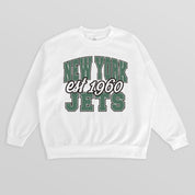NEW YORK JETS FADED FORMATION PREMIUM FLEECE CREWNECK PULLOVER