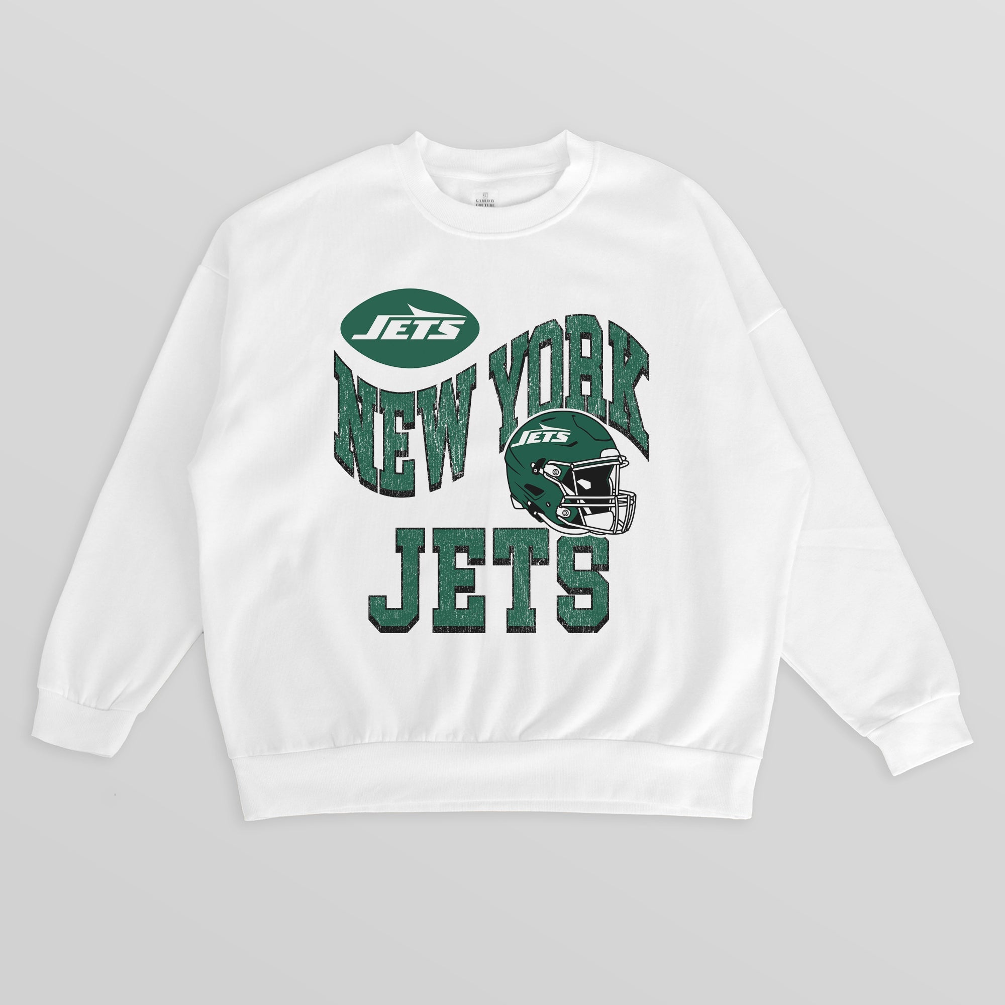 NEW YORK JETS HARD EARNED PREMIUM FLEECE CREWNECK PULLOVER