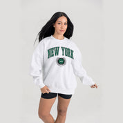 NEW YORK JETS TRADITION REFINED PREMIUM FLEECE CREWNECK PULLOVER