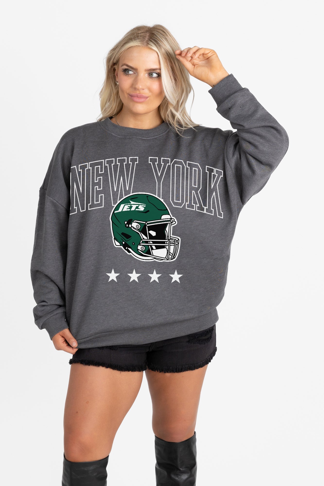 NEW YORK JETS RISING STAR PREMIUM FLEECE CREWNECK PULLOVER
