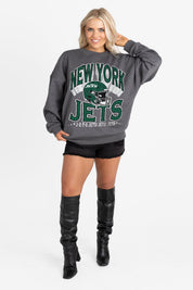 NEW YORK JETS STAY COOL PREMIUM FLEECE CREWNECK PULLOVER BY RANDI MAHOMES