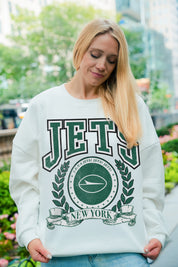 NEW YORK JETS STAY COOL PREMIUM FLEECE CREWNECK PULLOVER