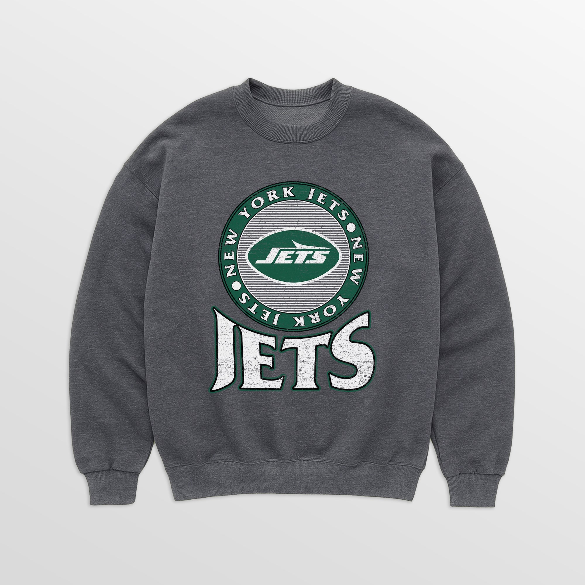 NEW YORK JETS SATURDAY SEAL PREMIUM FLEECE DROP SHOULDER CREWNECK PULLOVER