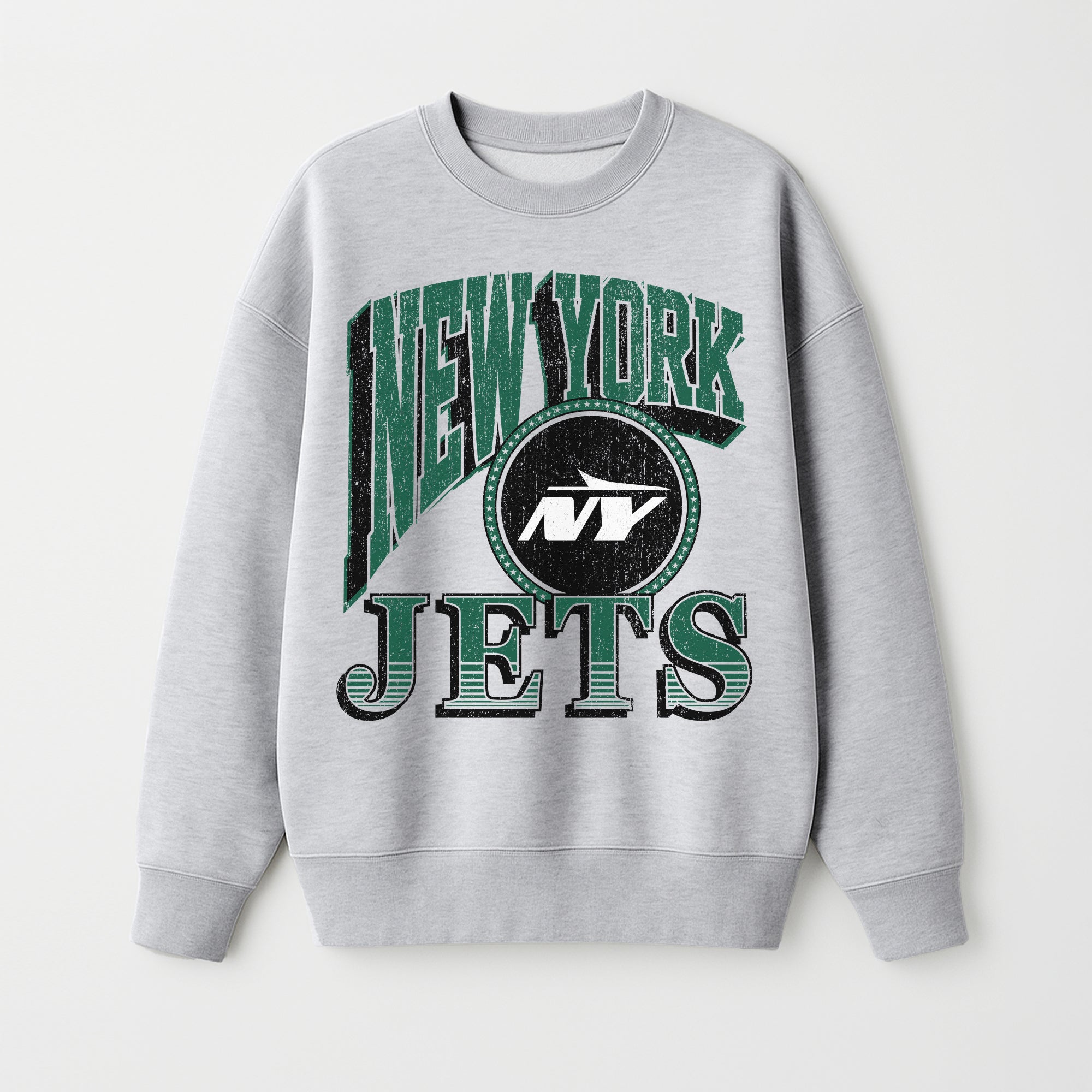 NEW YORK JETS GAME ON PREMIUM FLEECE DROP SHOULDER CREWNECK PULLOVER