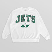 NEW YORK JETS SWEET PLAY PREMIUM FLEECE DROP SHOULDER CREWNECK PULLOVER