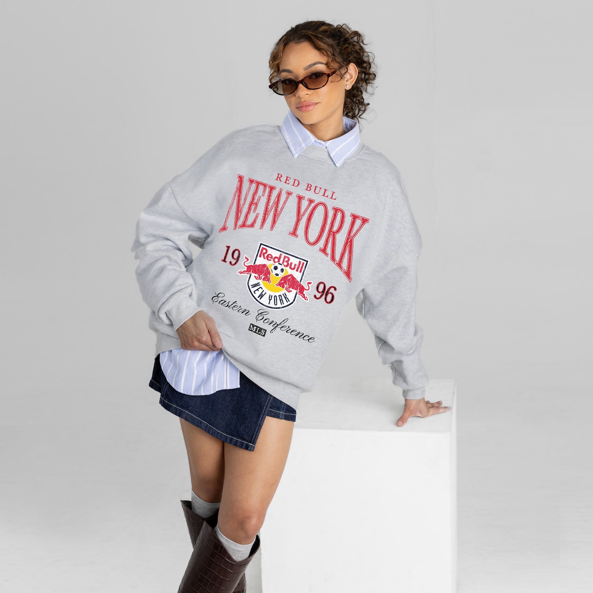 RED BULL NEW YORK INSTANT CLASSIC PREMIUM FLEECE DROP SHOULDER CREWNECK PULLOVER