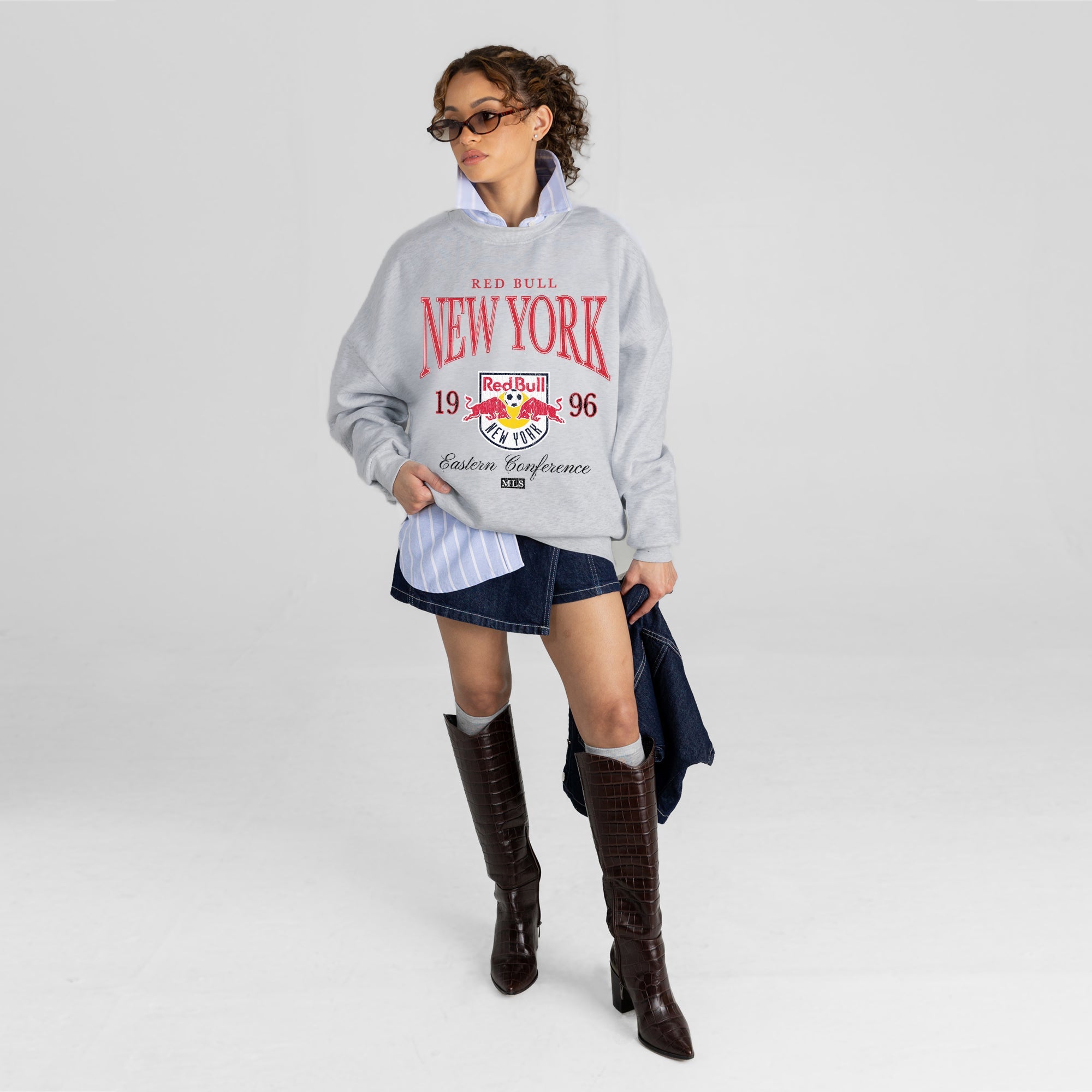 RED BULL NEW YORK INSTANT CLASSIC PREMIUM FLEECE DROP SHOULDER CREWNECK PULLOVER