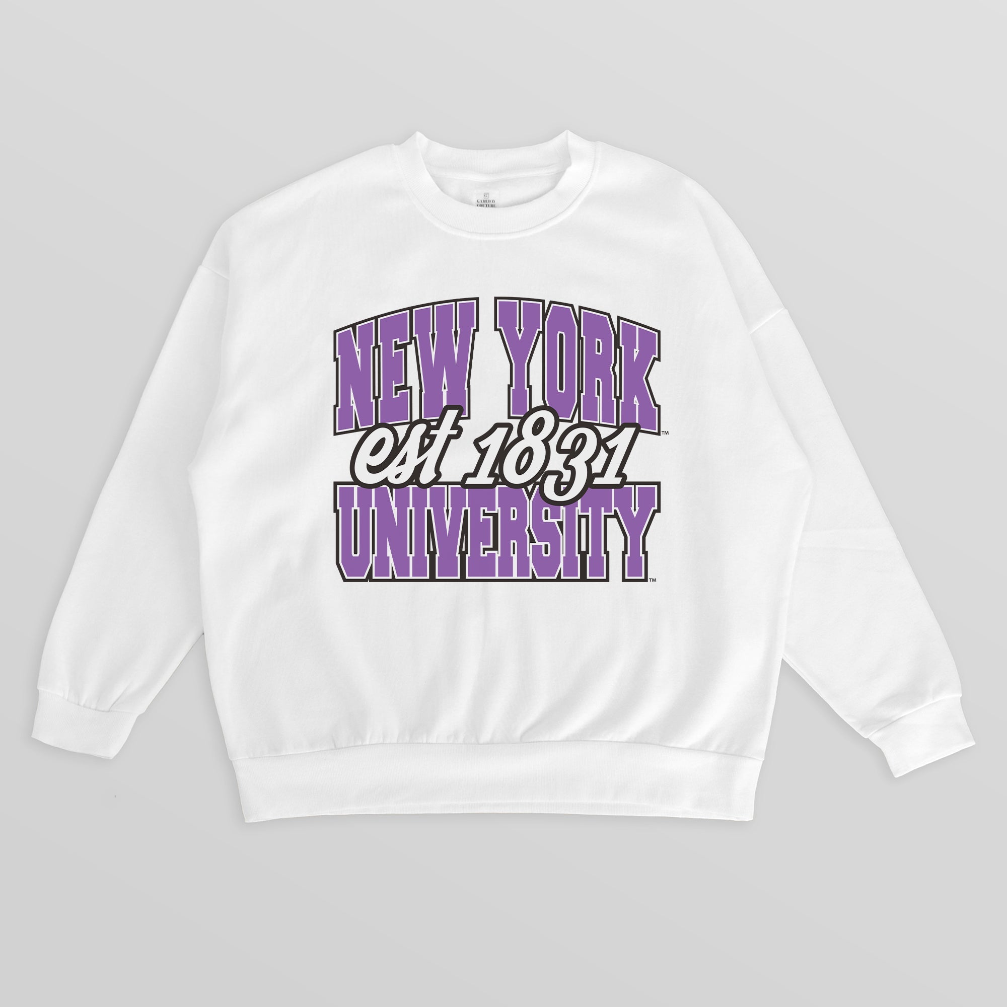 NEW YORK UNIVERSITY VIOLETS FADED FORMATION PREMIUM FLEECE DROP SHOULDER CREWNECK PULLOVER