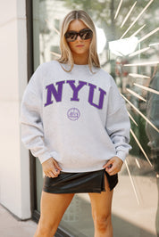 NEW YORK UNIVERSITY VIOLETS TRADITION REFINED PREMIUM FLEECE CREWNECK PULLOVER