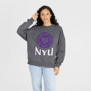 NEW YORK UNIVERSITY VIOLETS SATURDAY SEAL PREMIUM FLEECE DROP SHOULDER CREWNECK PULLOVER