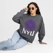 NEW YORK UNIVERSITY VIOLETS SATURDAY SEAL PREMIUM FLEECE DROP SHOULDER CREWNECK PULLOVER