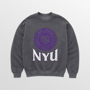 NEW YORK UNIVERSITY VIOLETS SATURDAY SEAL PREMIUM FLEECE DROP SHOULDER CREWNECK PULLOVER