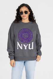 NEW YORK UNIVERSITY VIOLETS SATURDAY SEAL PREMIUM FLEECE DROP SHOULDER CREWNECK PULLOVER