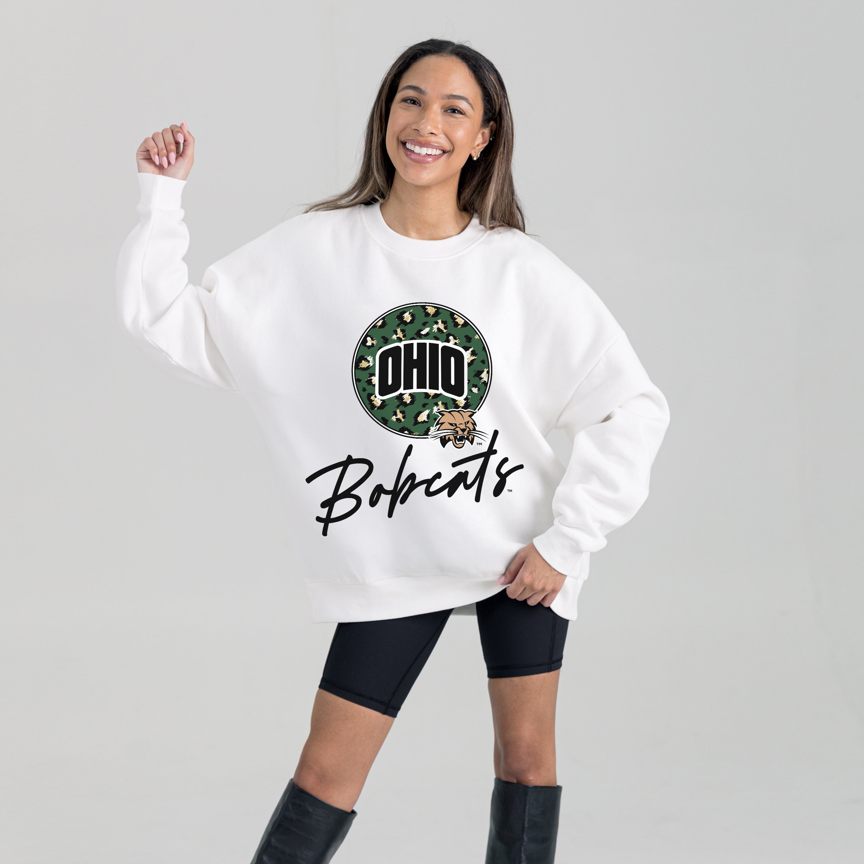 OHIO BOBCATS WILD BREAKTHROUGH PREMIUM FLEECE CREWNECK PULLOVER