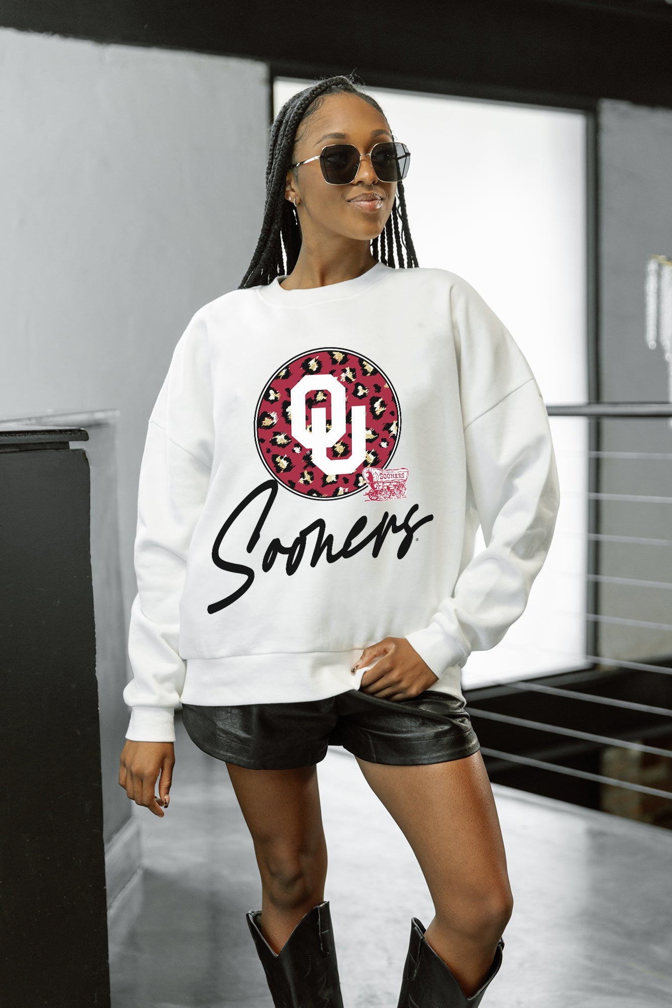 OKLAHOMA SOONERS WILD BREAKTHROUGH PREMIUM FLEECE CREWNECK PULLOVER
